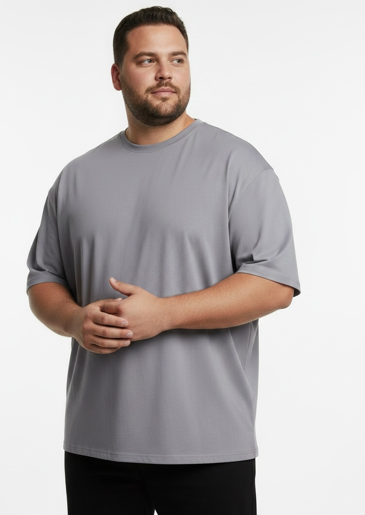 חולצת אוברסייז אפורה-״איתך בגדול״