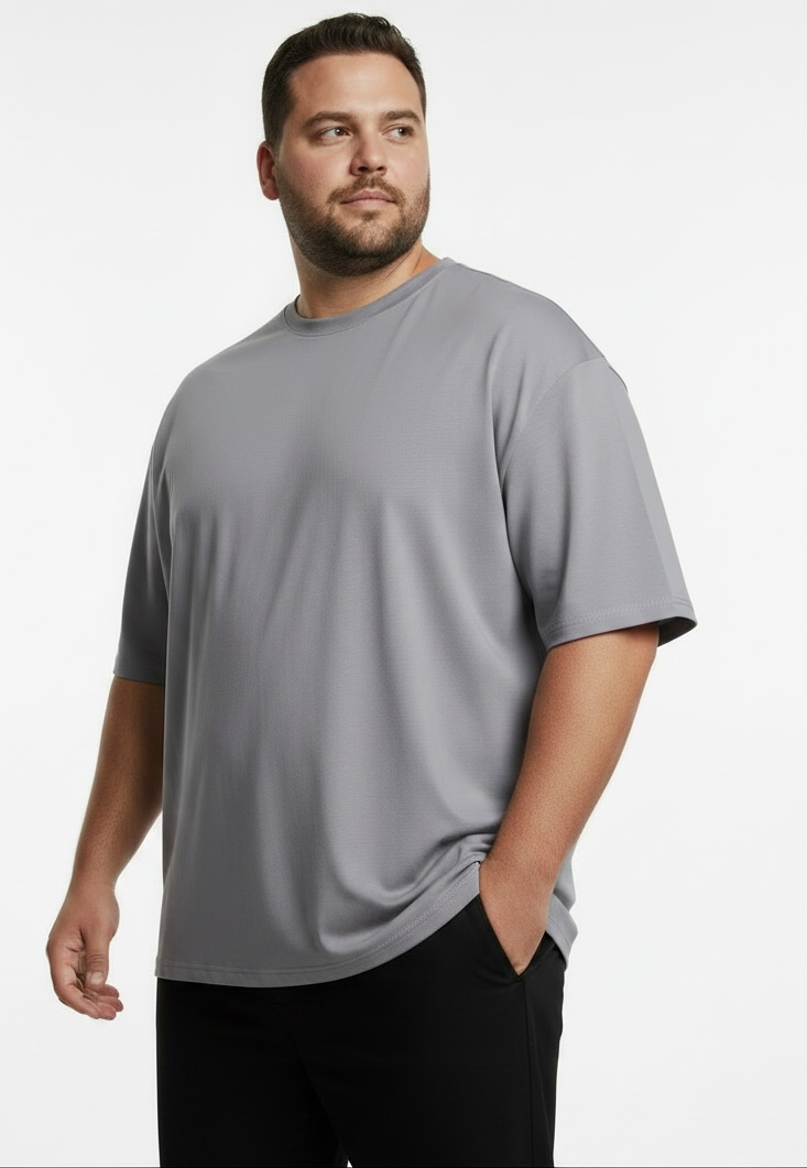 חולצת אוברסייז אפורה-״איתך בגדול״