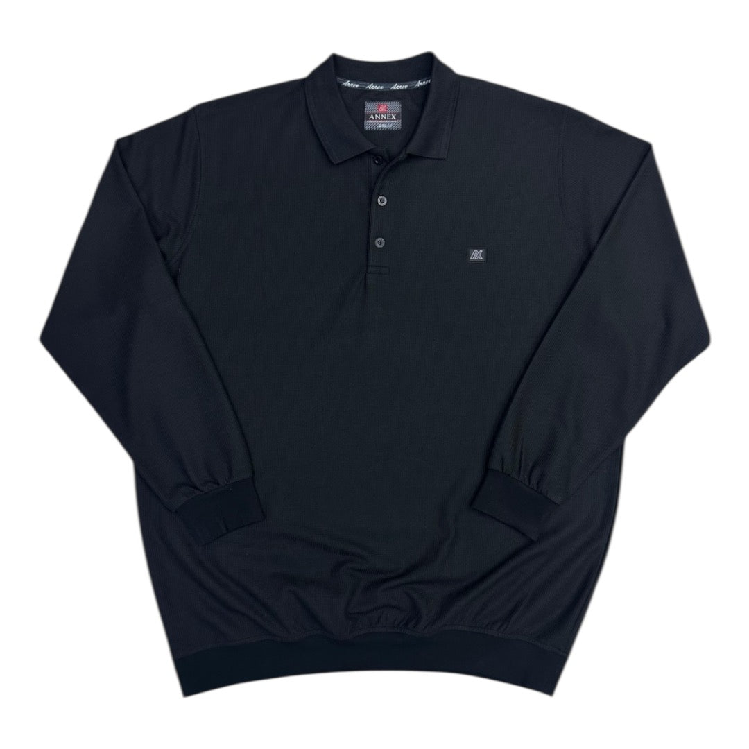 פולו שחור בד וופל